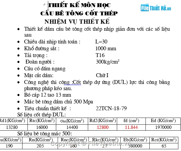 đường sắt,quy trình 79,đồ án môn học cầu bê tông,thiết kế môn học cầu bê tông,dầm i dự ứng lực,bản vẽ dầm i 30m